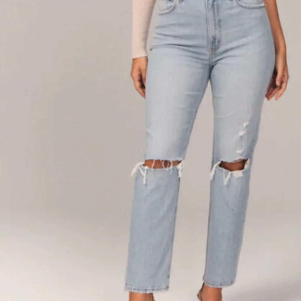 Abercrombie Fitch Women Jeans Sz 26 Light Wash The Ankle Straight High Rise